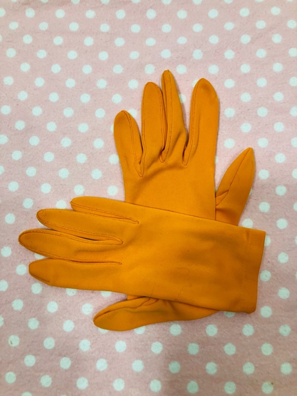 Vintage Orange Wrist Gloves 6 1/2